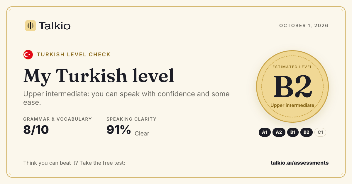 Example Turkish level card